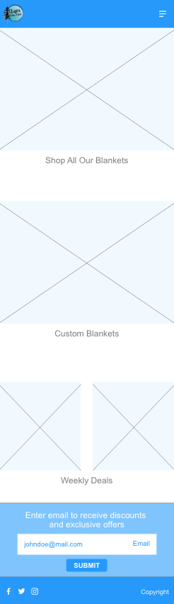 Mobile medium fidelity wireframe of home page